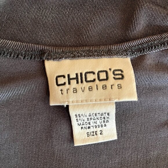 Chico's Travelers Size 2 (L) Slinky Knit Tank Top Scoop Neck Silvery Grey - Picture 2 of 7